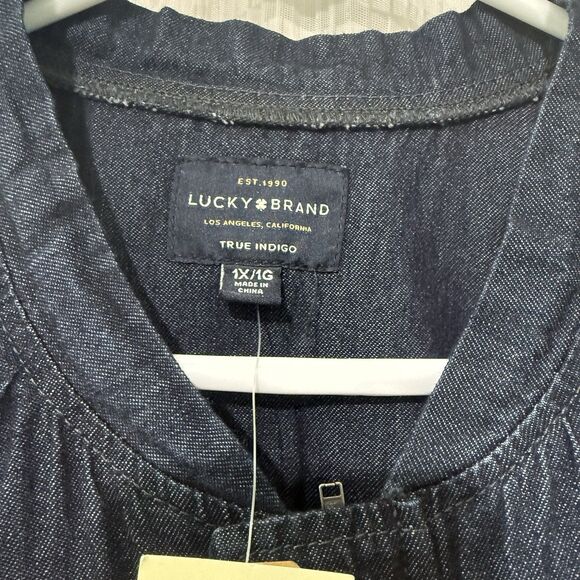 Lucky Brand Denim Cropped Bomber Blazer Women’s XL True Ingigo Capsule Wardrobe - Picture 5 of 12